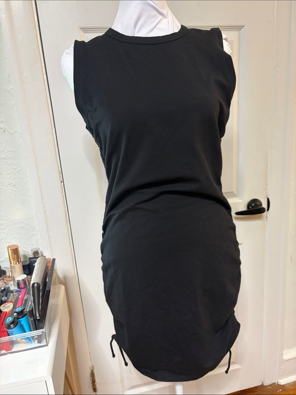 Calvin Klein Jeans Black Sleeveless Drawstring Bodycon Dress